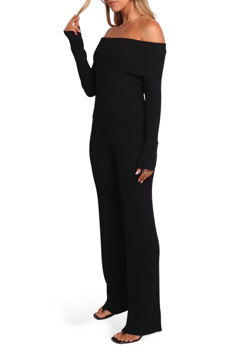 Petal & Pup Gindie Off the Shoulder Rib Sweater, Alternate, color, Black