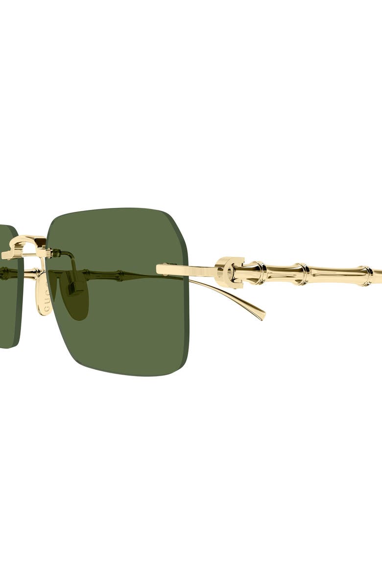 Gucci 56mm Rectangular Sunglasses, Alternate, color, Gold