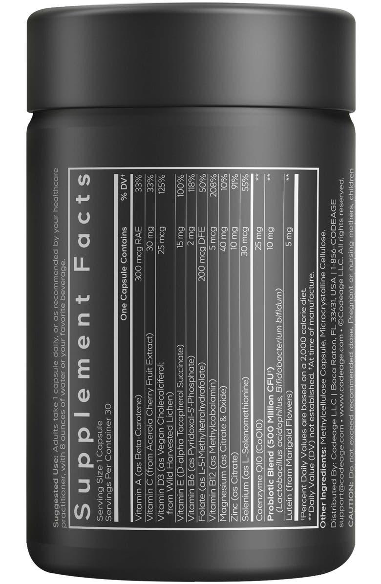 Codeage Men's Multivitamin 50, Essential Vitamins & Minerals for Men Over 50, CoQ10, Lutein, Alternate, color, Black