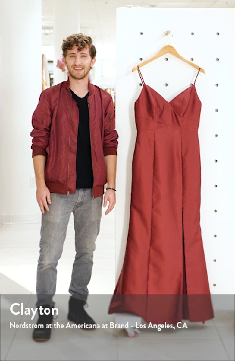 Surplice Neck Satin Twill Trumpet Gown, sales video thumbnail