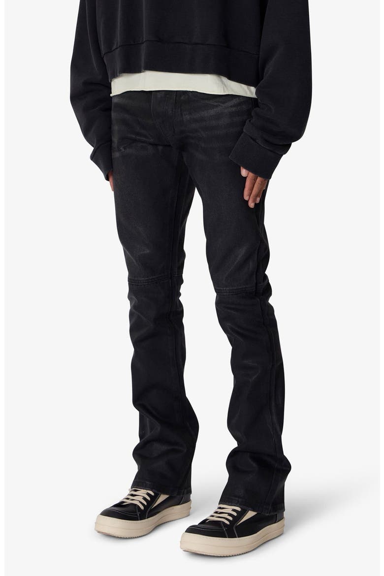 B729 Waxed Straight Leg Jeans, Alternate, color, BLACK