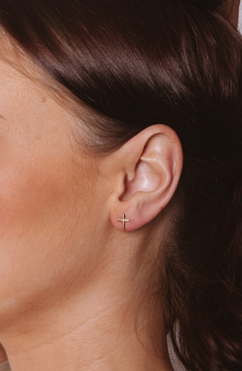 Set & Stones Micah Cross Stud Earrings, Alternate, color, Gold