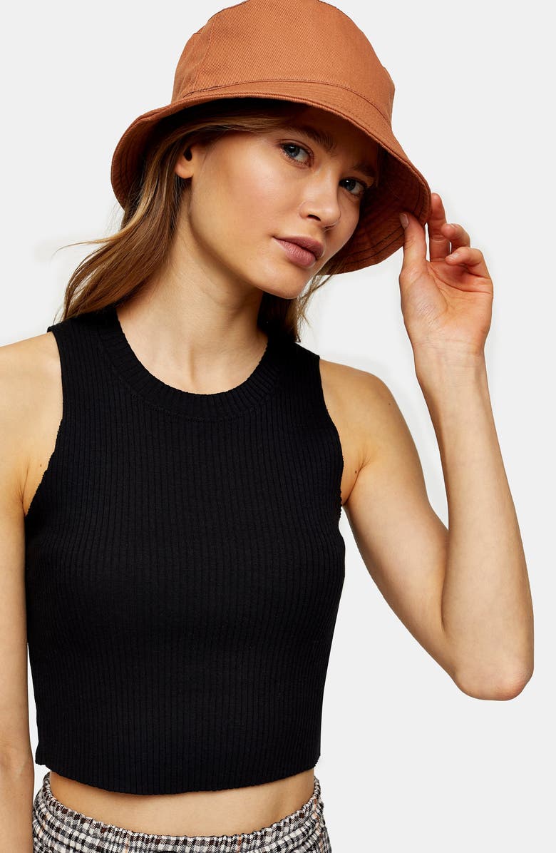 Topshop Wide Rib Racerback Cotton Blend Crop Tank Top, Alternate, color, 