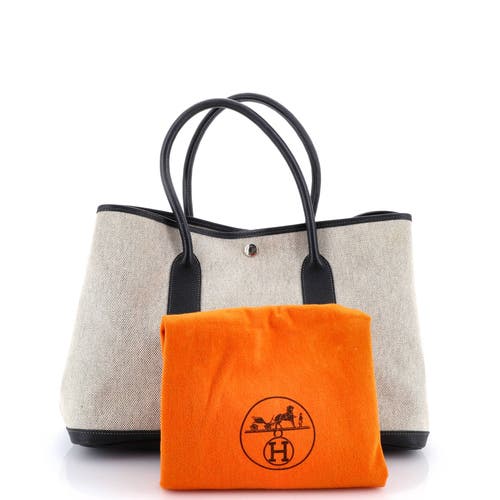 Pre-owned Hermes  Hermes Garden Party Tote Toile And Leather 36 In Blue
