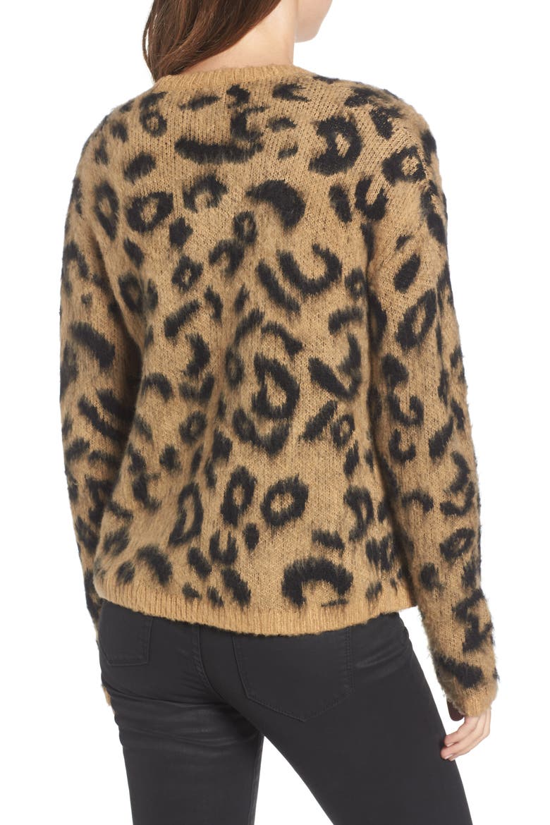 Leopard Print Jacquard Cardigan, Alternate, color, TAN LEOPARD