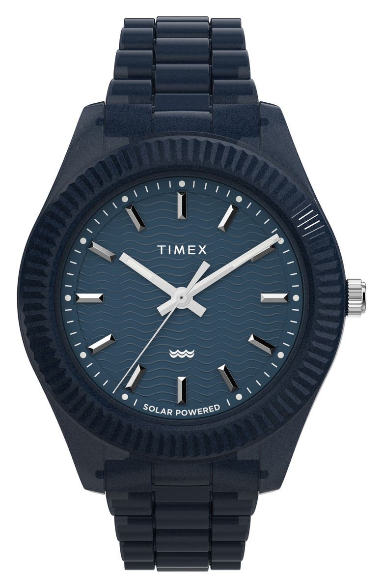 Timex<sup>®</sup> Legacy Ocean Recycled Plastic Bracelet Watch, 42mm, Main, color, 