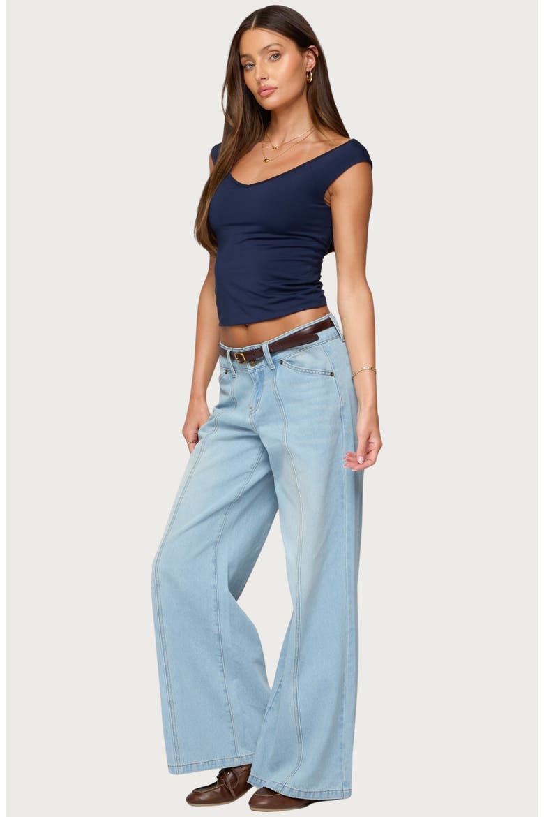 Charlie Seamed Low Rise Wide Leg Jeans, Alternate, color, LIGHT-BLUE