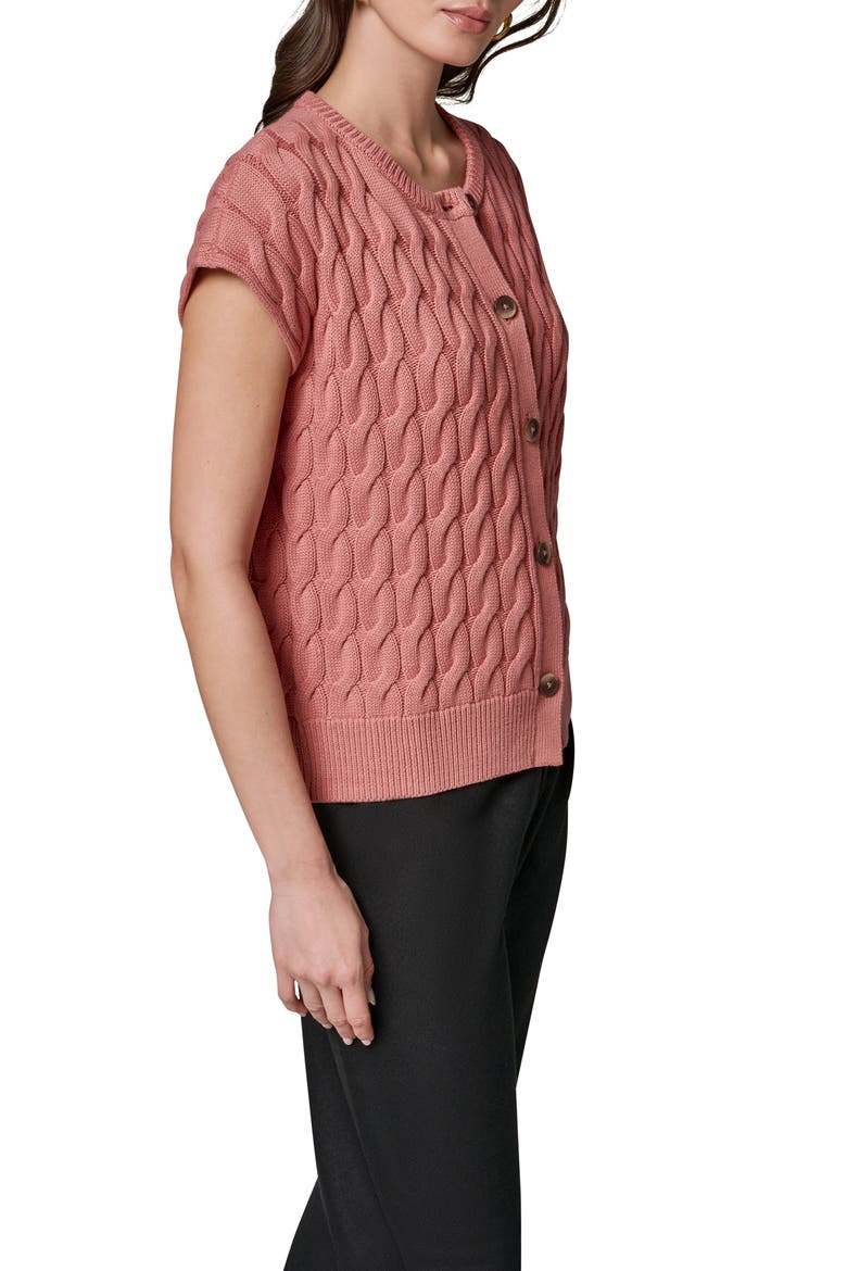 Extended Shoulder Cable Cardigan, Alternate, color, DESERT CLAY