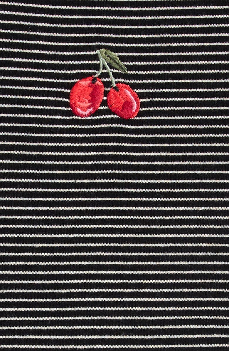 Freshman Kids' Stripe Cherry Embroidered Cotton T-Shirt, Alternate, color, Black White Stripe
