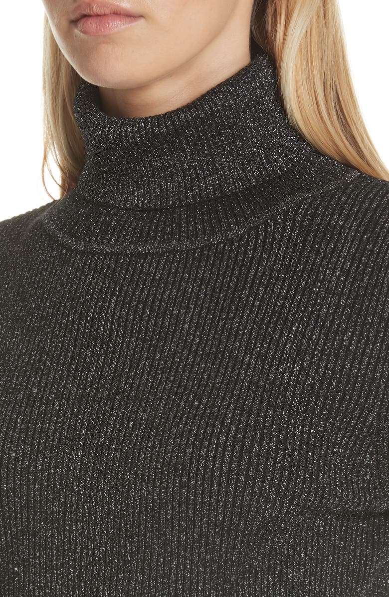 Robert Rodriguez Metallic Ribbed Turtleneck Sweater, Alternate, color,