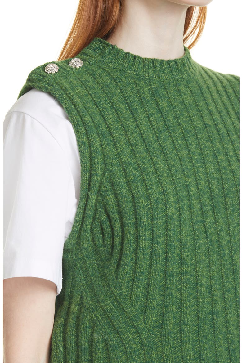 Shoulder Button Recycled Wool Blend Sweater Vest, Alternate, color, KELLY GREEN