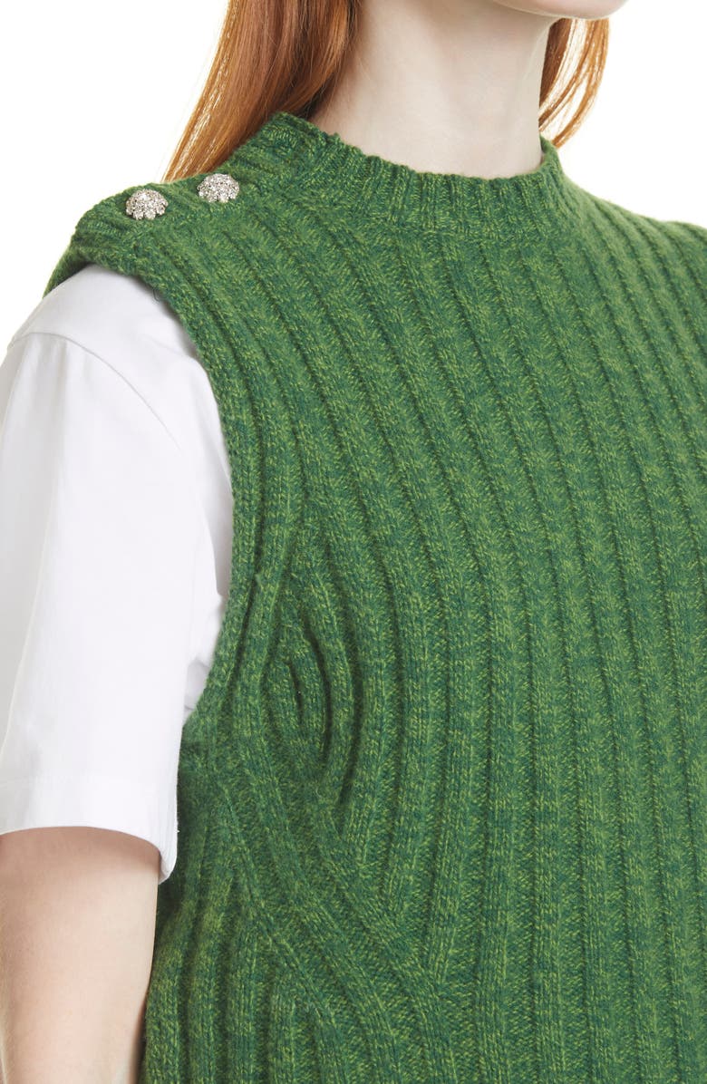 Ganni Shoulder Button Recycled Wool Blend Sweater Vest, Alternate, color,