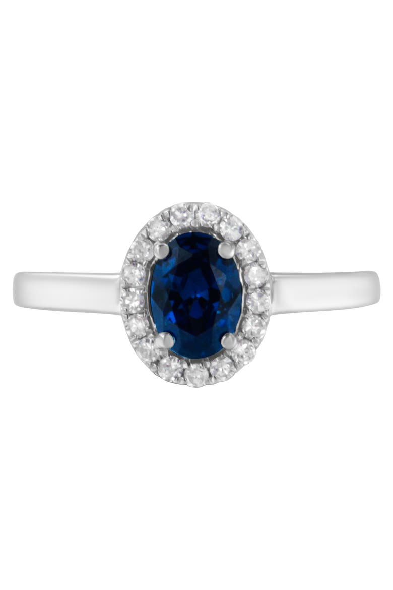 10K Gold 1/5 Cttw Diamond and Blue Sapphire Halo Cocktail Ring, Alternate, color, Blue Sapphire