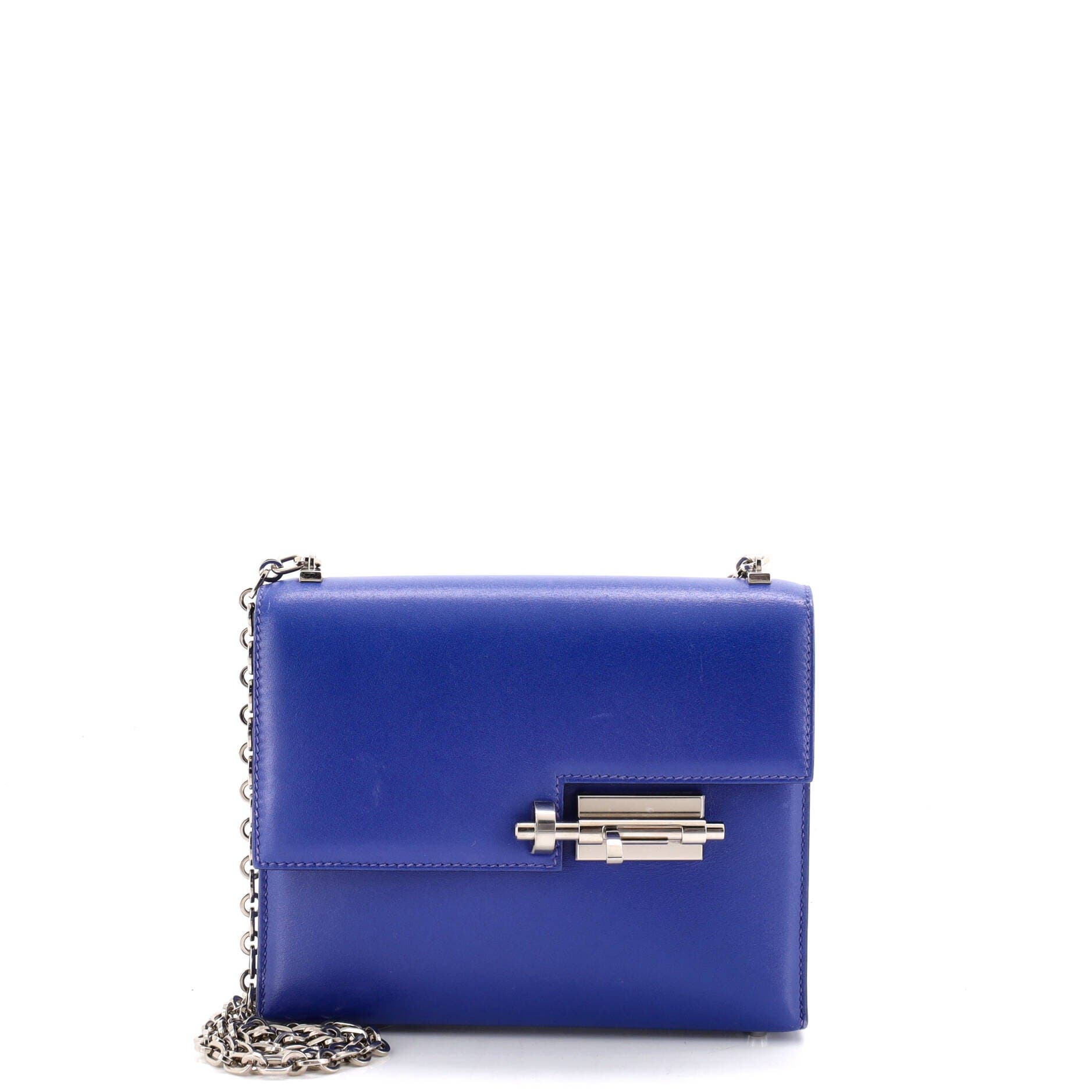 Verrou Chaine Bag Tadelakt Mini, Main, color, Blue