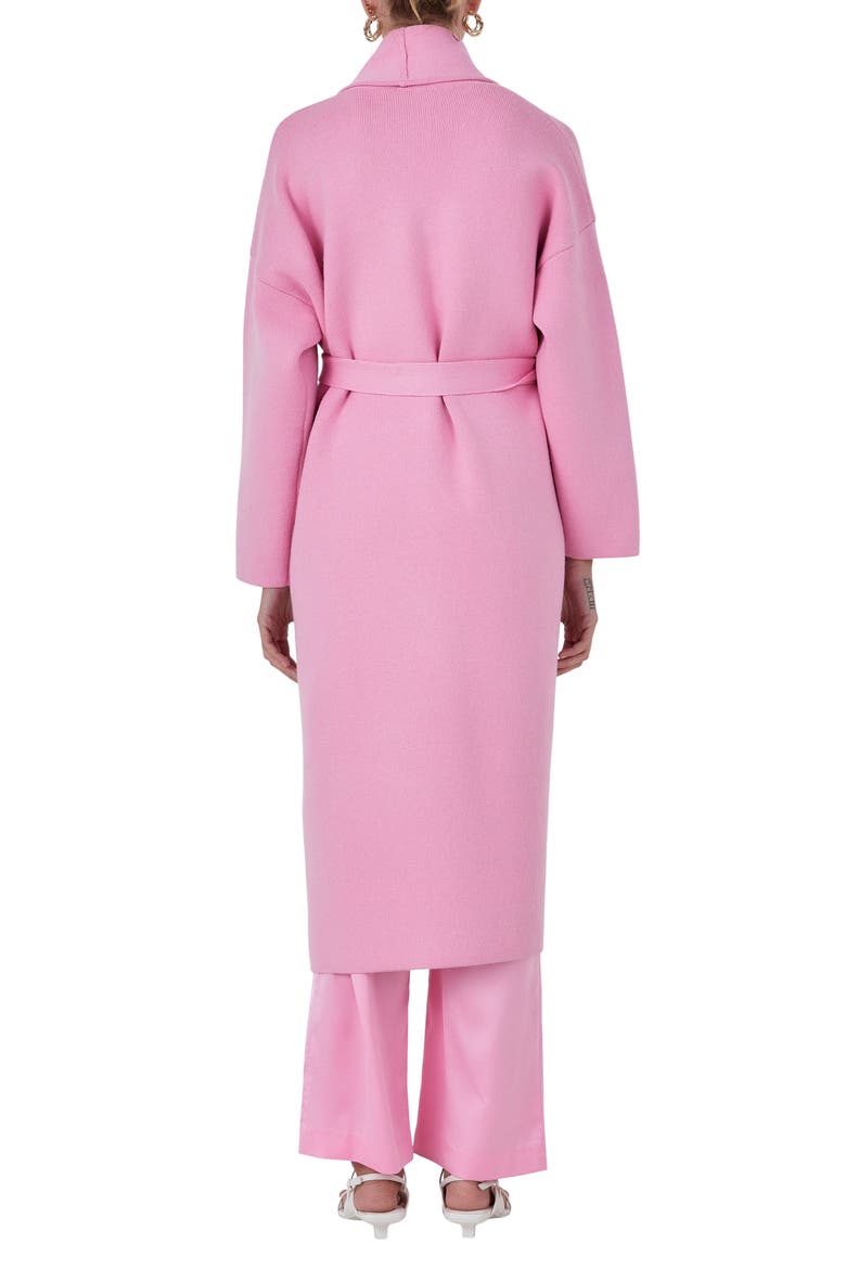 Longline Tie Belt Cardigan, Alternate, color, PINK