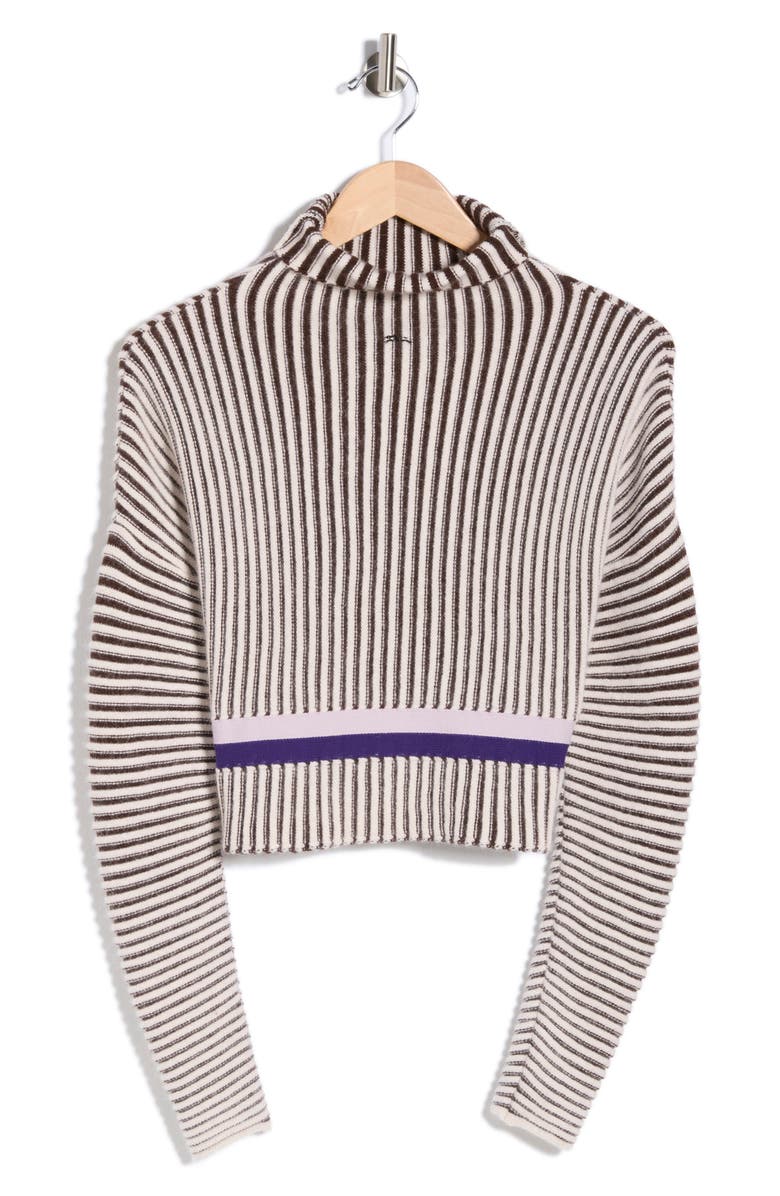 Longchamp Wool Blend Sweater Top, Alternate, color, Ecru/ Ebony