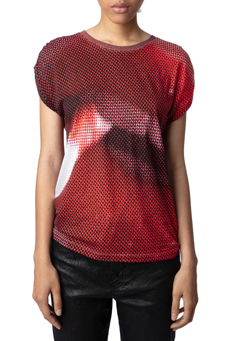 Adele Bouche Graphic Muscle T-Shirt, Main, color, RED MULTICOLOR