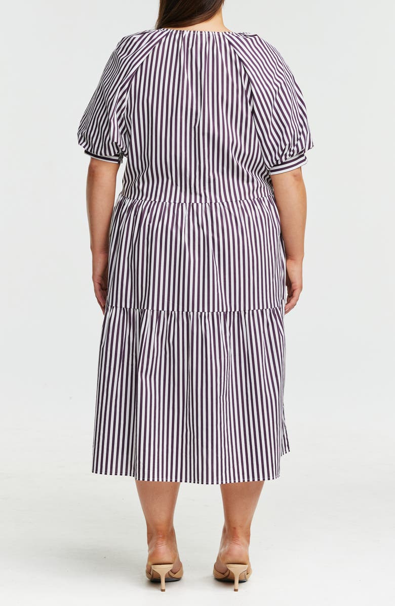 Estelle Dominica Stripe Midi Dress, Alternate, color, Plum/ Milk