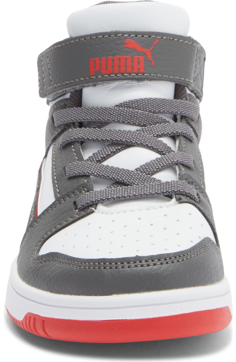 PUMA Kids' Rebound Mid Sneaker, Alternate, color, Puma White/ Dark Gray/ Red