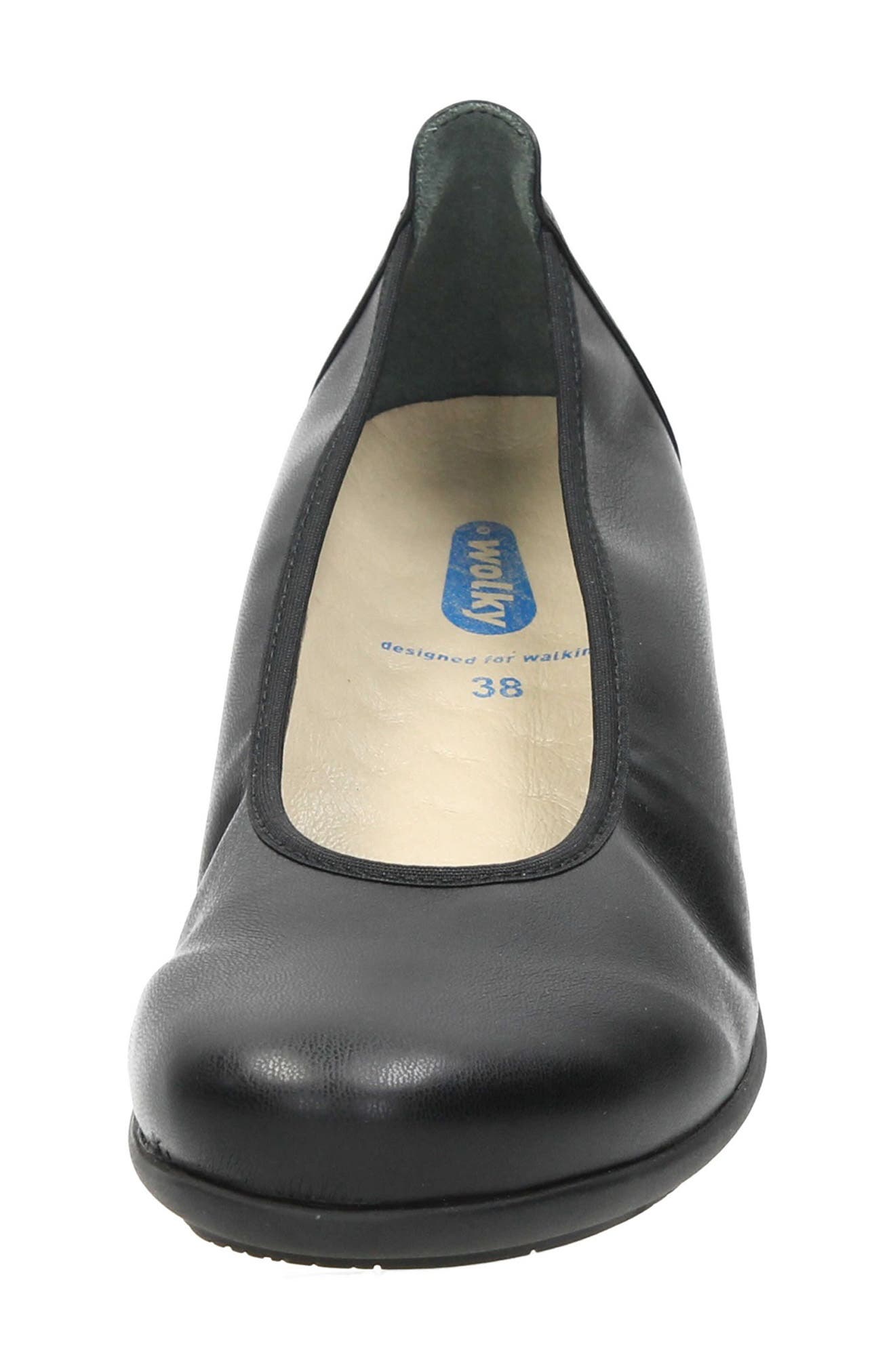 Wolky Duncan F2F Flat, Alternate, color, Black Biocare Stretch Leather
