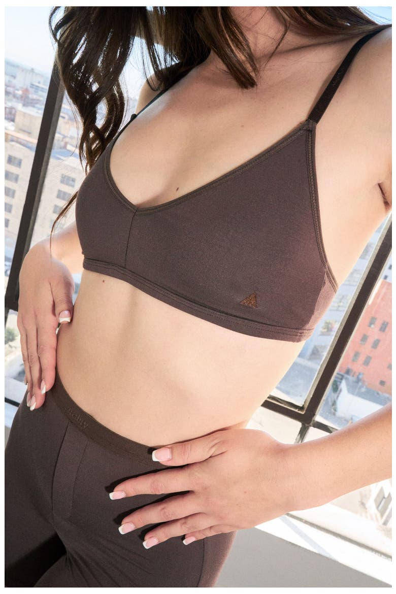 Float V Bralette, Alternate, color, Cocoa