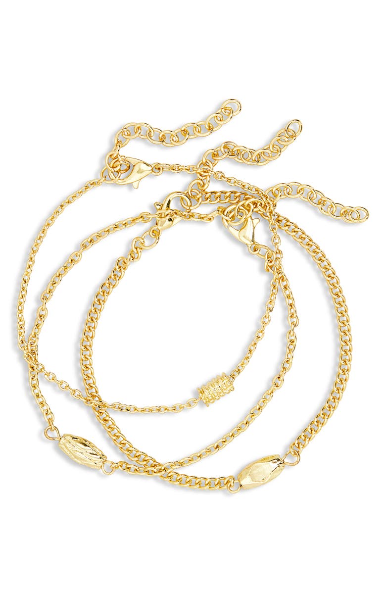 AREA STARS Set of 3 Assorted Chain Bracelets, Main, color, Gold