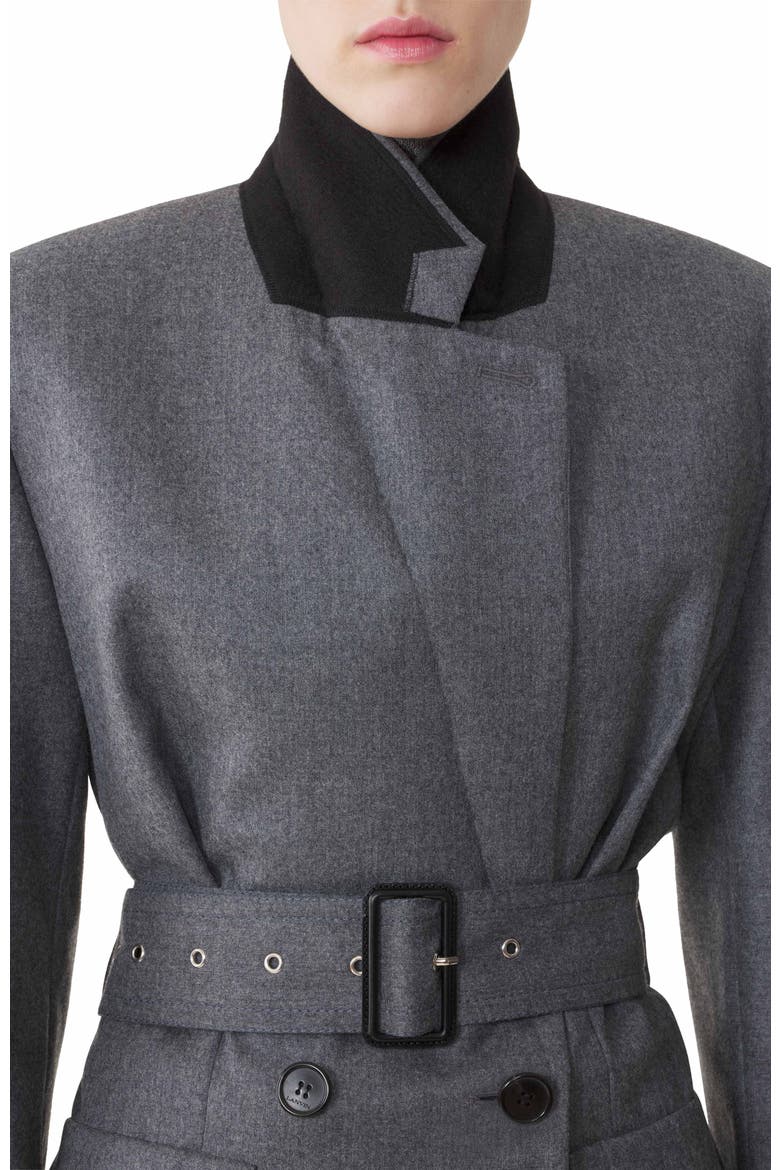 Belted Jacket In Wool Flannel, Alternate, color, Heather Grey