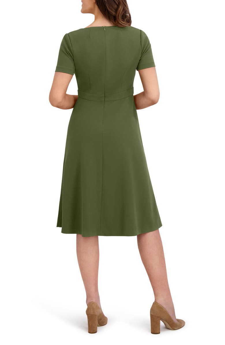 London Times Hardware Neck Fit & Flare Midi Dress, Alternate, color, Rifle Green