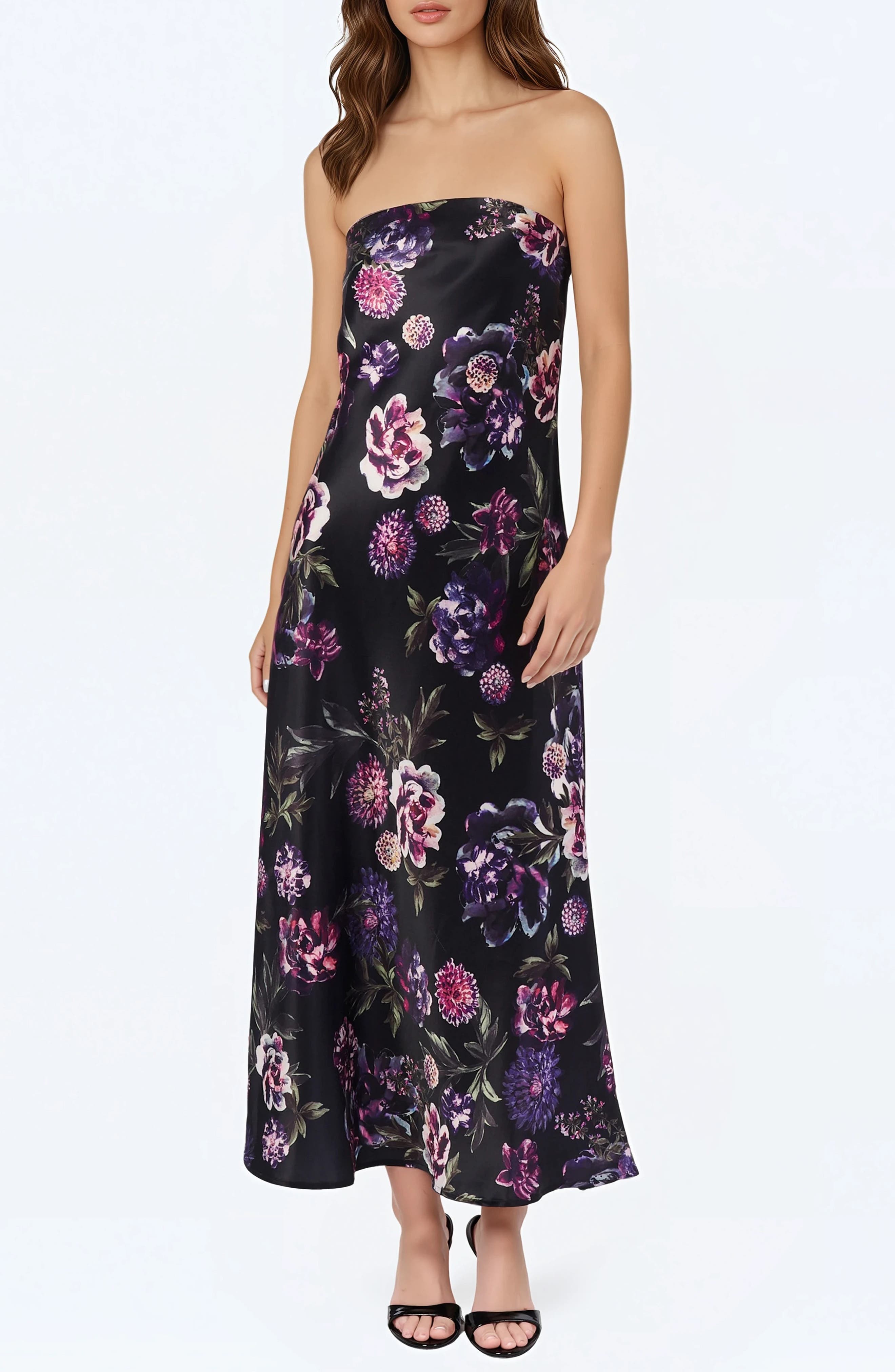 Noelle Strapless Satin Dress - image 1