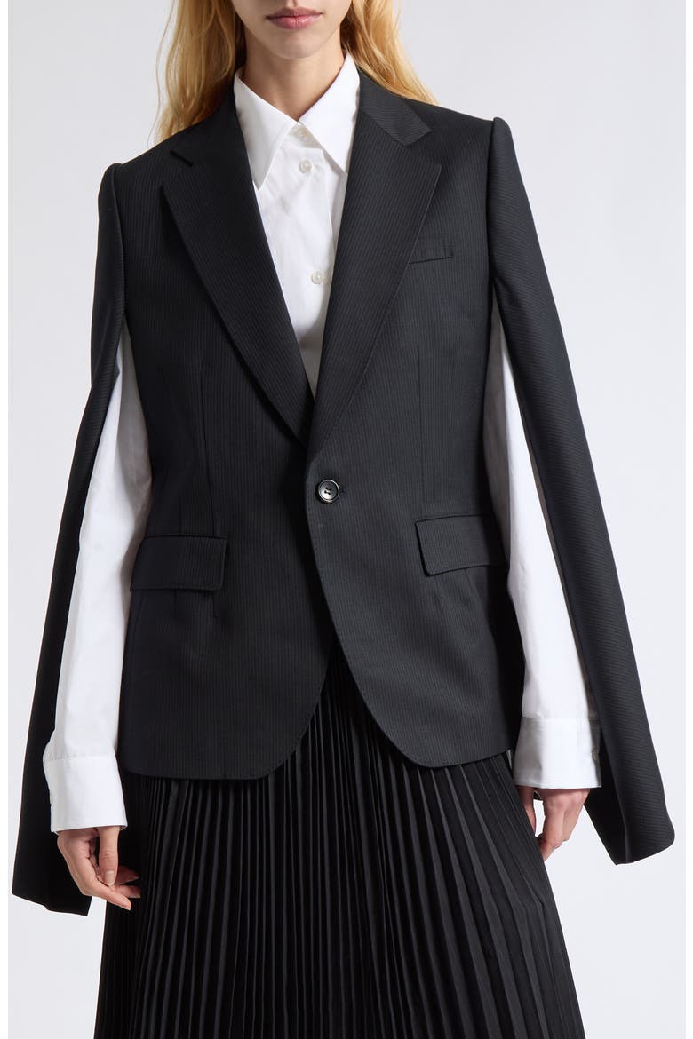 Wool Cape Blazer, Main, color, BLACK/ WHITE