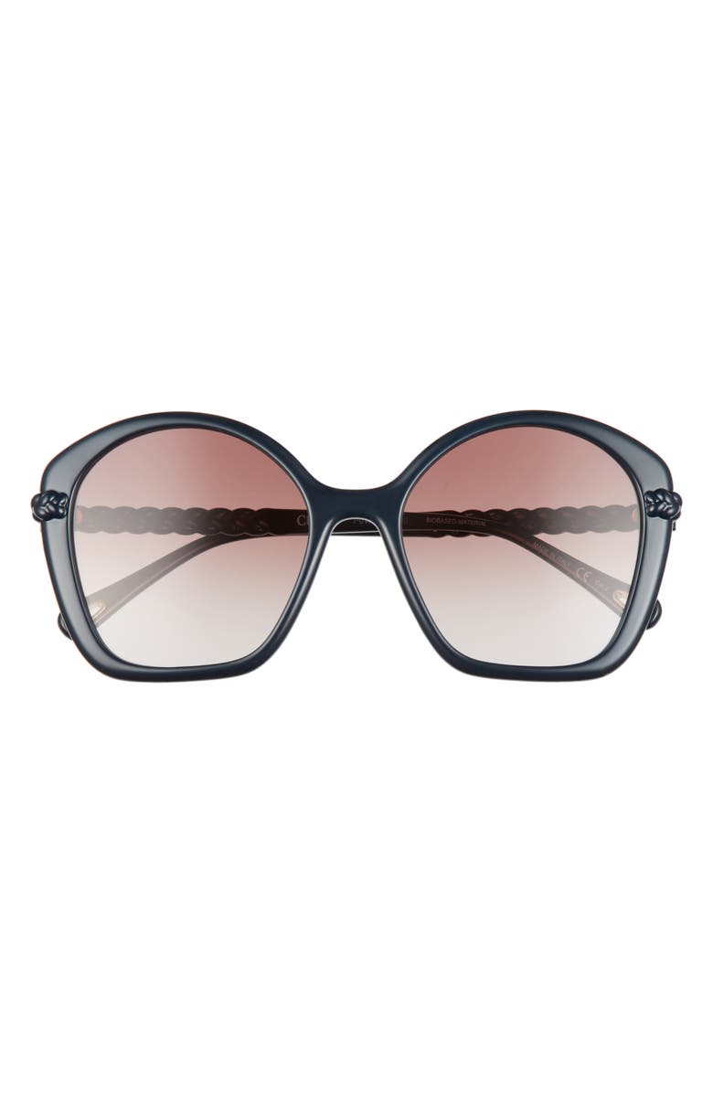 Chloé 55mm Gradient Square Sunglasses, Main, color, Blue/ Brown Gradient