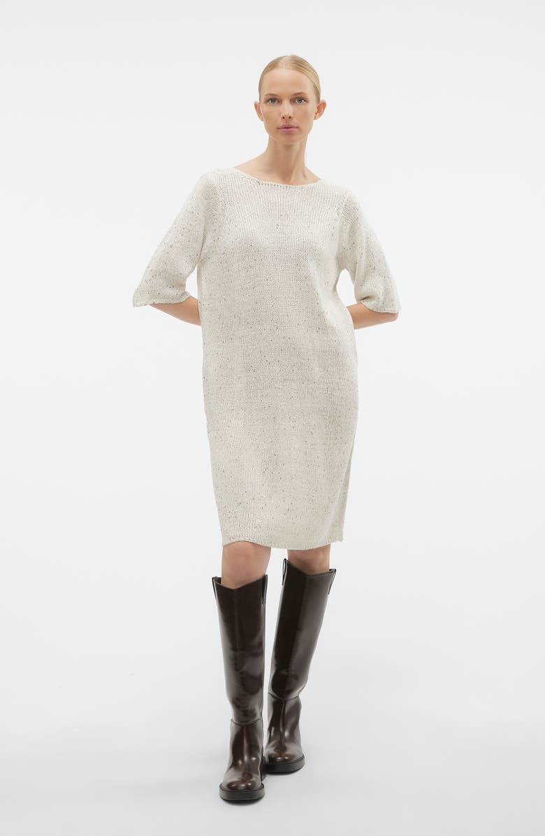 VERO MODA Leilani Sequin Sweater Dress, Alternate, color, Birch W Silver Seqiuence