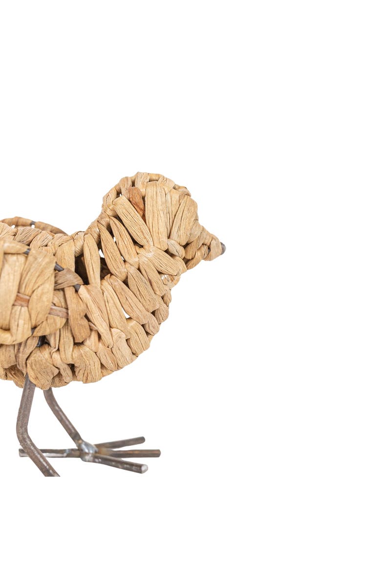 Natural Wrapped Bird Decorative Figure Seagrass & Metal, Alternate, color, Brown