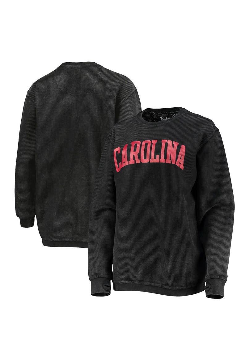 Women's Pressbox Black South Carolina Gamecocks Comfy Cord Vintage Wash Basic Arch Pullover Sweatshirt, Alternate, color, Black