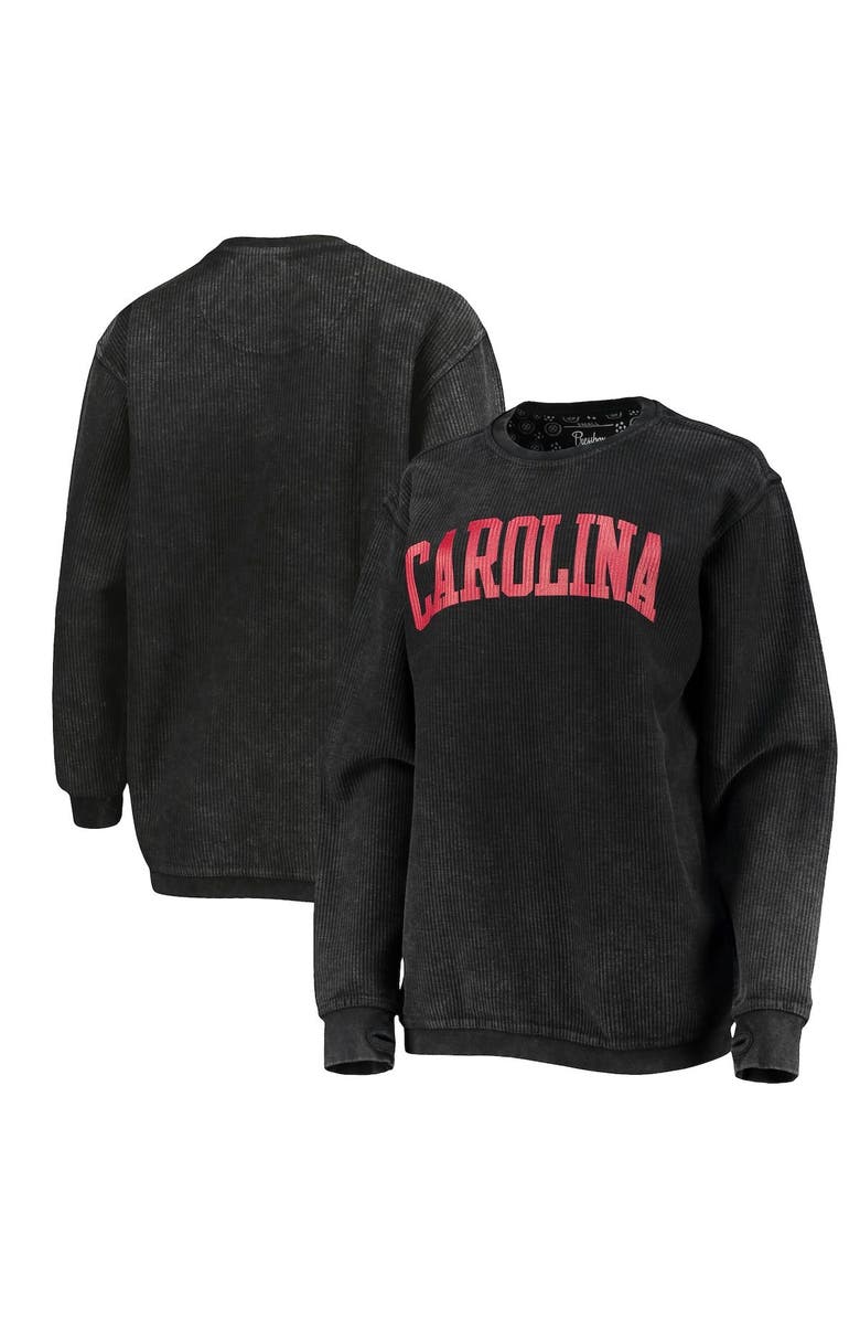 PRESSBOX Women's Pressbox Black South Carolina Gamecocks Comfy Cord Vintage Wash Basic Arch Pullover Sweatshirt, Alternate, color, 