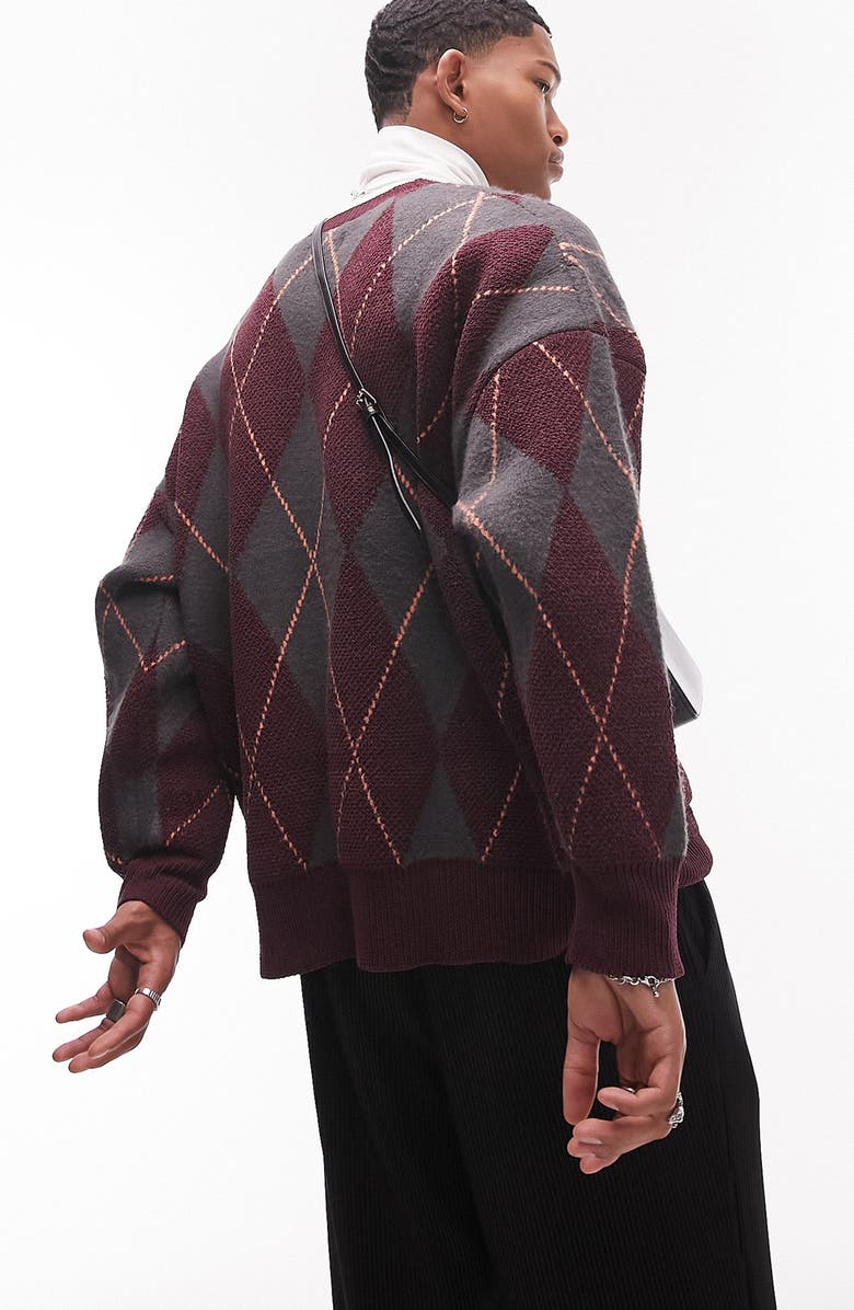 Topman Argyle Cardigan, Alternate, color, 