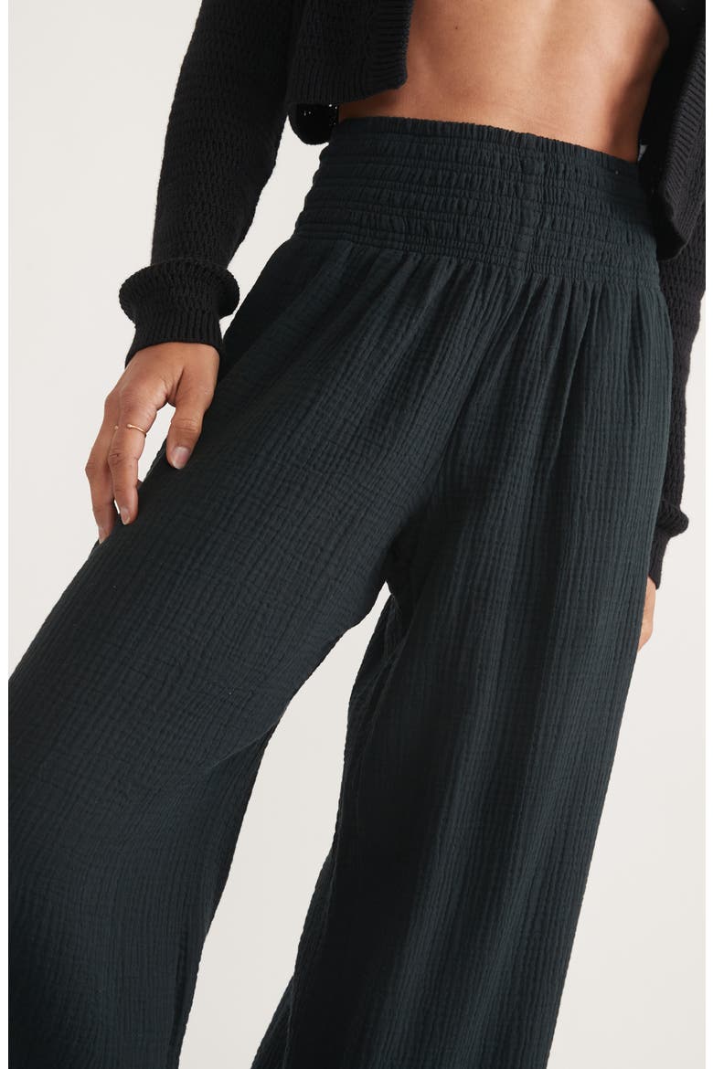 Corinne Double Cloth Cotton Palazzo Pants, Alternate, color, FADEDBLACK
