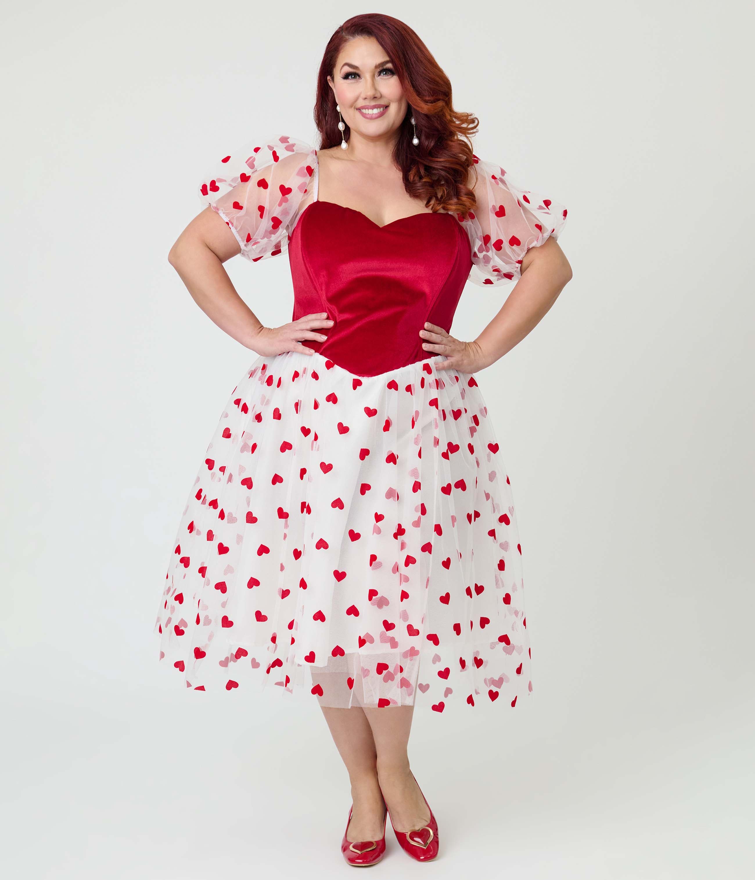 selected White W/ Red Hearts