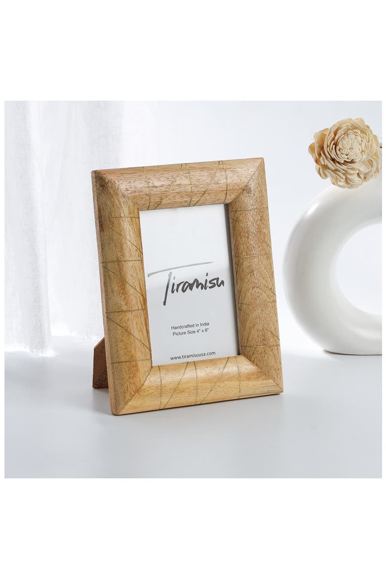 Wood & Brass Picture Frame, Alternate, color, WOOD