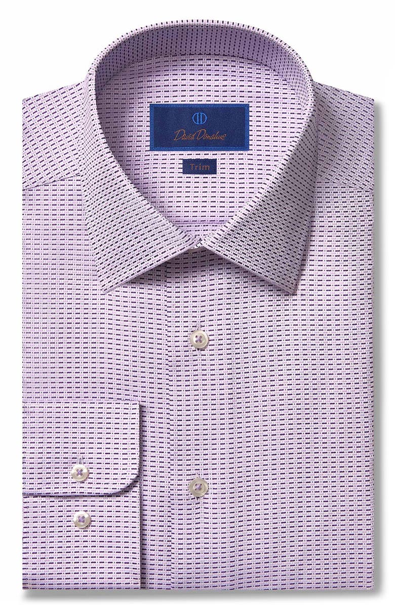 David Donahue Trim Fit Dobby Dress Shirt, Main, color, 