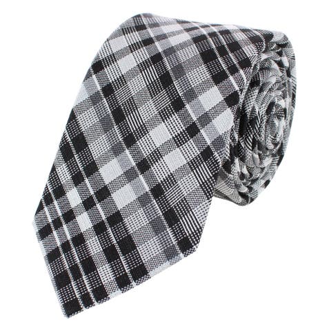 Zeno Black and White Patterned Business Wool Blend Necktie