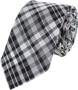Trafalgar Zeno Black and White Patterned Business Wool Blend Necktie