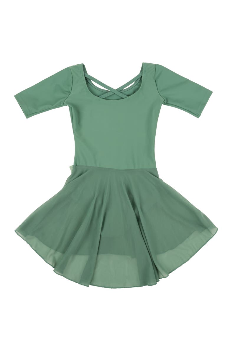 Leveret Girls Short Sleeve Skirted Leotard, Alternate, color, Green