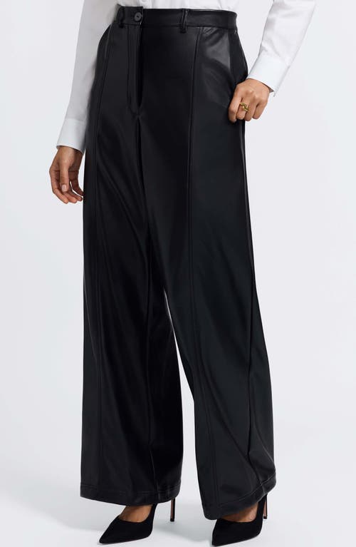 Foxcroft Ciara Wide Leg Faux Leather Pants In Black