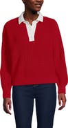 Lands' End Drifter Rugby with Woven Collar Sweater