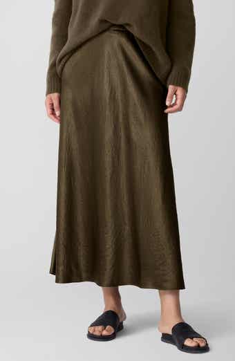 Crinkle Satin Bias Skirt