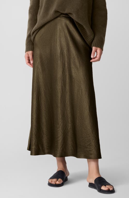 Eileen Fisher Crinkle Satin Bias Skirt In Green