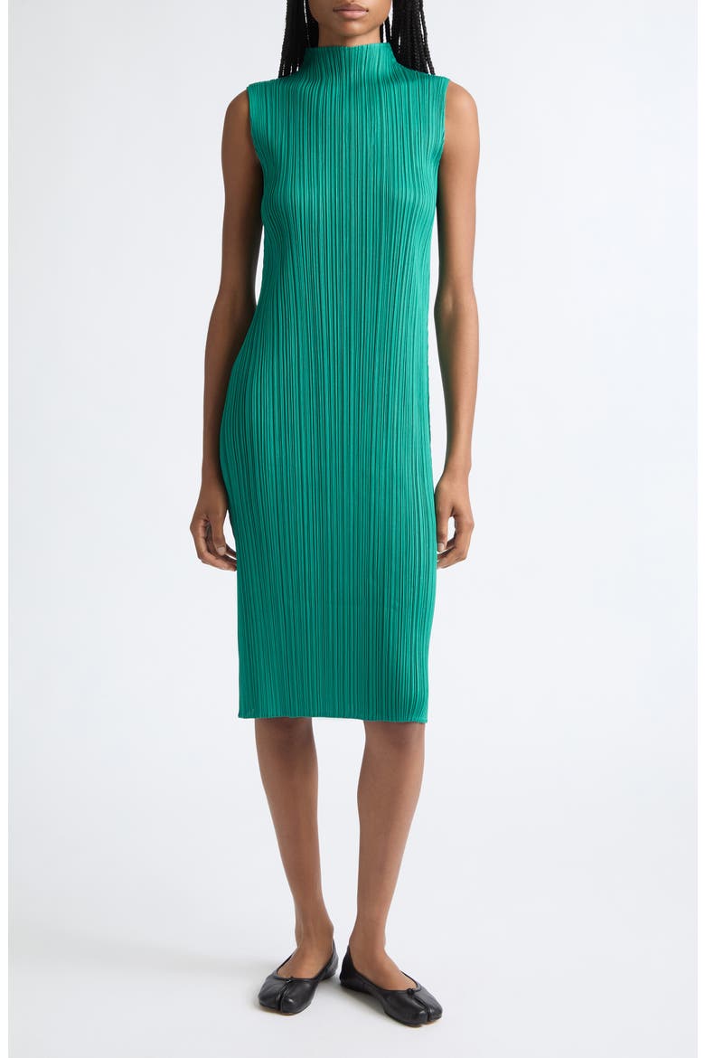 Monthly Colors July Pleated Sleeveless Midi Dress, Main, color, FRESH GREEN