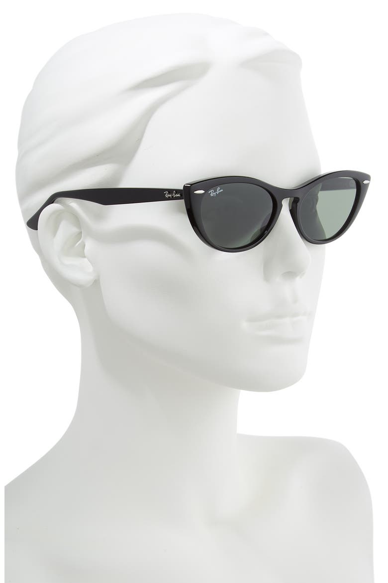 Nina 54mm Cat Eye Sunglasses, Alternate, color, BLACK/ GREEN SOLID