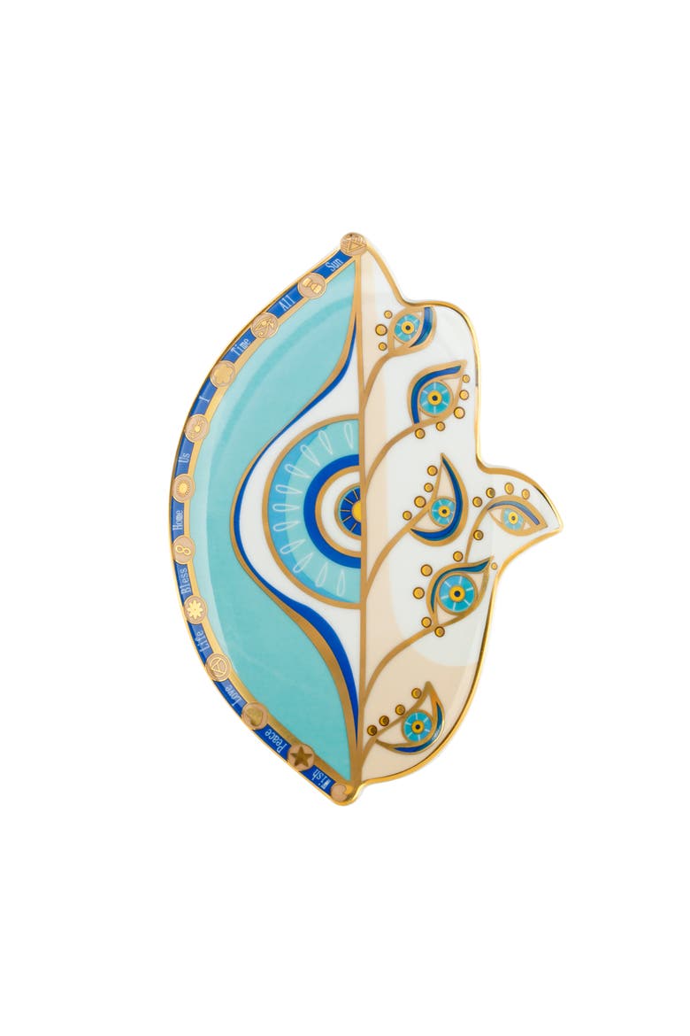 Reside in Protection - Hamsa Plate, Main, color, Blue/White